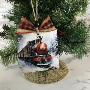 Winter Train 3.5" Wooden Christmas Ornament